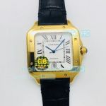 GB 1:1 Replica Catier Santos White Dial Yellow Gold Watch